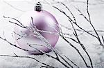 Christmas bauble and silver branches