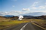 Route 1 moving past geothermal power station, Krafla, Iceland