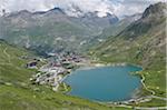 Überblick über das Tal von Tarentaise, Tignes, Savoie, Rhône-Alpes Region, Frankreich