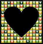 Heart shape over iphone green app icons background. Vector file available.