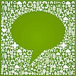 Social media talk bubble over green icon background. Vector file available.