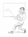 Illustration of a Businessman pushing the Graph Up