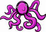 cartoon doodle illustration of cute marine octopus