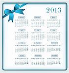 Calendar 2013 year with a blue bow.