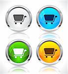 Cool color shiny metal web buttons. Vector illustration.