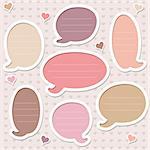 Collection of cute pink speech bubbles. Vector frames.