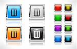 Color metal square buttons for web with icon. Vector illustration.