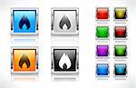 Color metal square buttons for web with icon. Vector illustration.