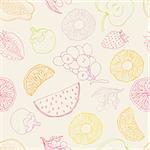 Multi colored Seamless fruits background. Vector illustration