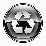 Recycling symbol icon black, isolated on white background.