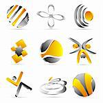 yellow business icons design