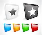 Color 3d square shiny buttons for web. Vector illustration