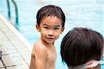 asian kids in Swimming Pool