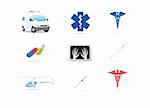 Medical icons 3d on white background.