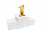 golden number 1 on podium top isolated on white background