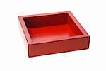 Red Gift Box Without Cover on White Background
