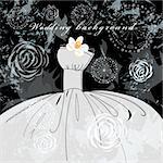 graphical textured background with a wedding dress in the dark
