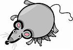 Cartoon Illustration of Cute Gray Mouse Mother with Little Babies