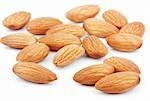 Group of almond nuts isolated on white