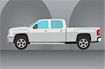 Pick-up truck vector illustration with grey arches background.