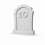 gravestone with number ten on white background - 3d illustration