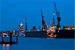 Port for cargo ships in the evening, Hamburg