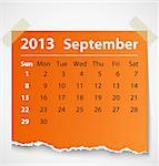 2013 calendar september colorful torn paper. Vector illustration