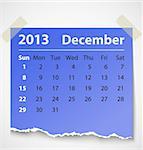 2013 calendar december colorful torn paper. Vector illustration