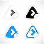 Set of beautiful paper stickers with corners. Vector illustration.