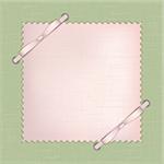 Framework for a photo or invitations with pink bows on green background . Vector illustration