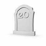 gravestone with number twenty on white background - 3d illustration