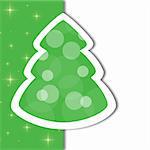 Card template with abstract green Christmas tree
