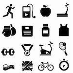 Fitness, health and diet icon set