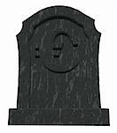 gravestone with euro symbol on white background - 3d illustration