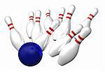 bowling pins and ball - 3d illustration