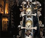 Candlestick with human skulls and bones, Kutna Hora, Czech