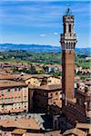 Übersicht der Ansicht des Palazzo Pubblico und Il Campo, Siena, Toskana, Italien