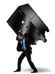 Businessman Carrying Large Safe on his Back