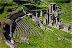 Overview of Roman Theatre Ruins, Volterra, Tuscany, Italy