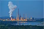 Steel Mill and Rhine River, Duisburg, Ruhr Basin, North Rhine-Westphalia, Germany