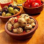 Marinated Mushrooms in a Small Bowl