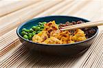 Sanshokudon (rice dish with peas, minced meat and scrambeled egg, Japan)