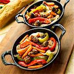 Mixed Roasted Vegetables in Cast Iron Skillets