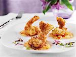 Coconut Crusted Tiger Shrimp with Sweet and Sour Sauce and Micro Greens