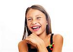 Portrait of laughing girl, studio shot