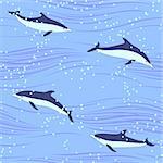 vector dolphins in sea seamless background pattern