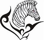 Tattoo with zebra head. Color vector illustration.