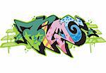 Graffito text design - time. Color vector illustration.