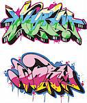 Graffito text design - worm. Color vector illustration.