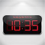 Digital clock on gray wall, vector eps10 illustration